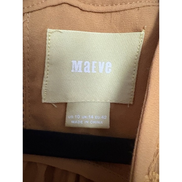 Maeve Anthropologie Size 10 Mustard Yellow Sleeveless Lace-Up Blouse Embroidered - Picture 3 of 6